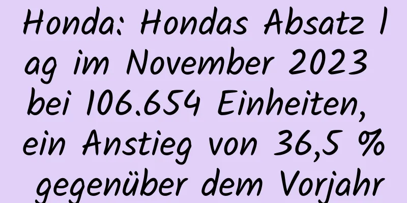 Honda: Hondas Absatz lag im November 2023 bei 106.654 Einheiten, ein Anstieg von 36,5 % gegenüber dem Vorjahr