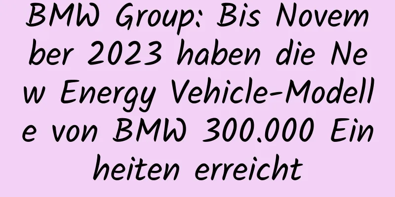 BMW Group: Bis November 2023 haben die New Energy Vehicle-Modelle von BMW 300.000 Einheiten erreicht