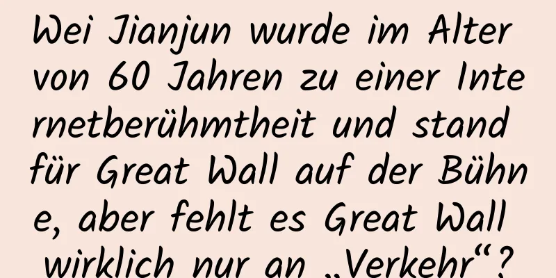Wei Jianjun wurde im Alter von 60 Jahren zu einer Internetberühmtheit und stand für Great Wall auf der Bühne, aber fehlt es Great Wall wirklich nur an „Verkehr“?