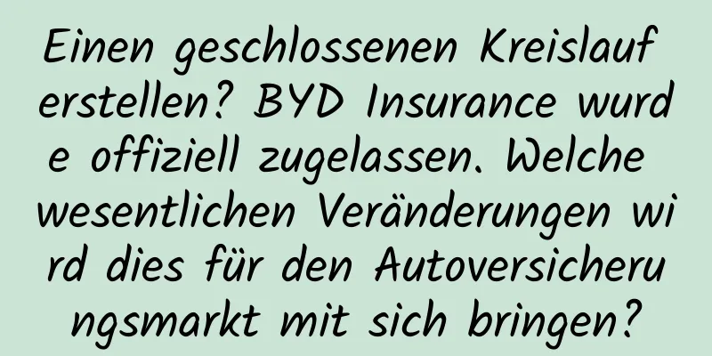Einen geschlossenen Kreislauf erstellen? BYD Insurance wurde offiziell zugelassen. Welche wesentlichen Veränderungen wird dies für den Autoversicherungsmarkt mit sich bringen?