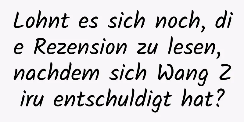 Lohnt es sich noch, die Rezension zu lesen, nachdem sich Wang Ziru entschuldigt hat?