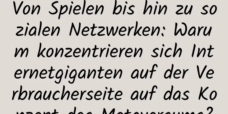 Von Spielen bis hin zu sozialen Netzwerken: Warum konzentrieren sich Internetgiganten auf der Verbraucherseite auf das Konzept des Metaversums?