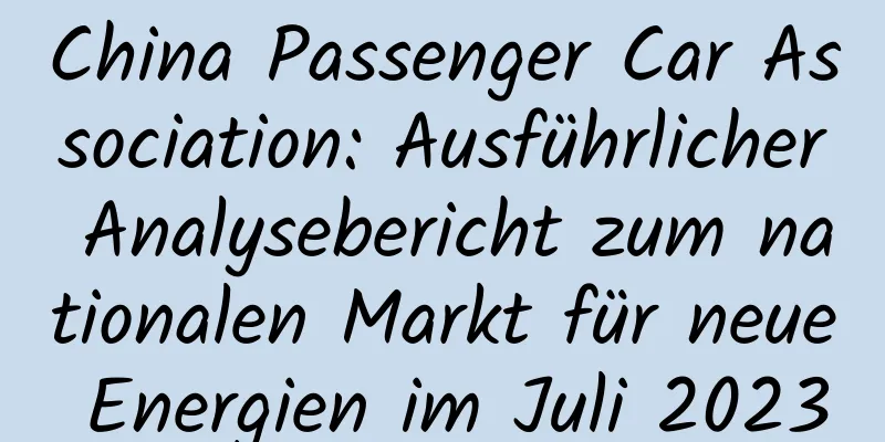 China Passenger Car Association: Ausführlicher Analysebericht zum nationalen Markt für neue Energien im Juli 2023