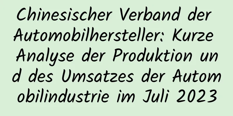 Chinesischer Verband der Automobilhersteller: Kurze Analyse der Produktion und des Umsatzes der Automobilindustrie im Juli 2023