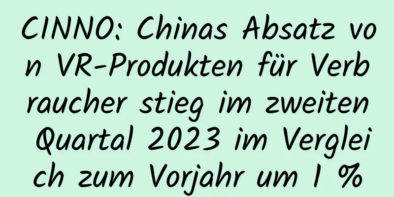 CINNO: Chinas Absatz von VR-Produkten für Verbraucher stieg im zweiten Quartal 2023 im Vergleich zum Vorjahr um 1 %