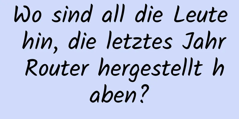 Wo sind all die Leute hin, die letztes Jahr Router hergestellt haben?