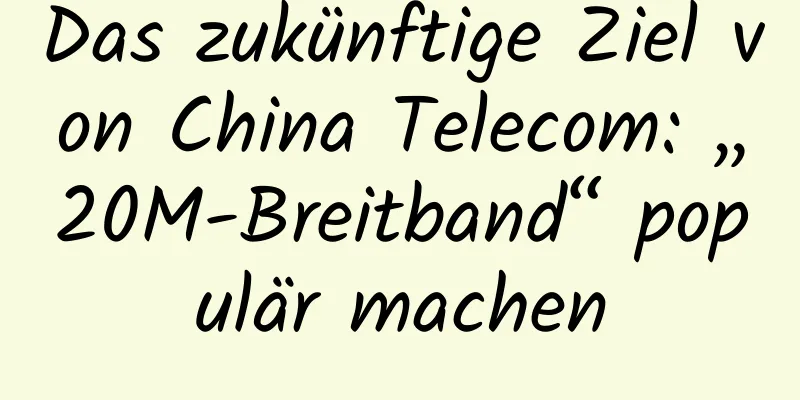 Das zukünftige Ziel von China Telecom: „20M-Breitband“ populär machen