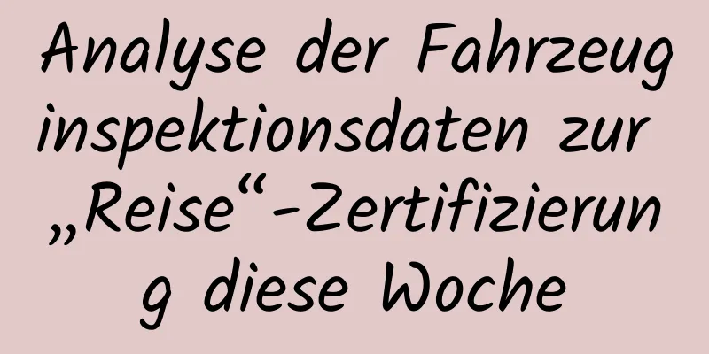 Analyse der Fahrzeuginspektionsdaten zur „Reise“-Zertifizierung diese Woche