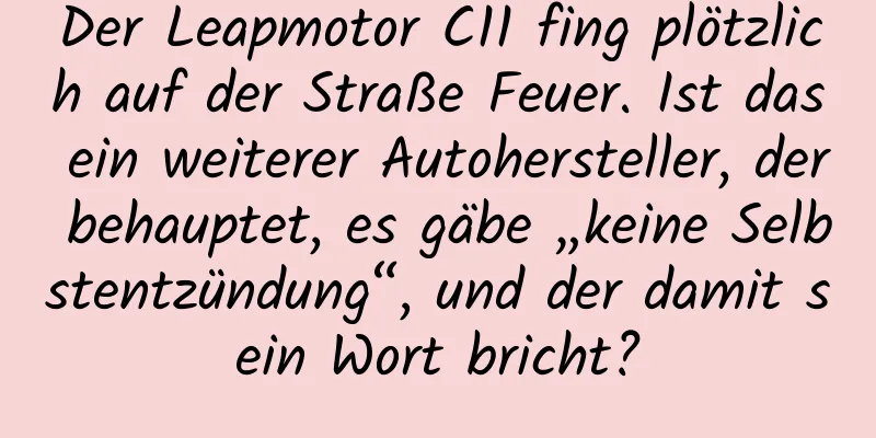 Der Leapmotor C11 fing plötzlich auf der Straße Feuer. Ist das ein weiterer Autohersteller, der behauptet, es gäbe „keine Selbstentzündung“, und der damit sein Wort bricht?