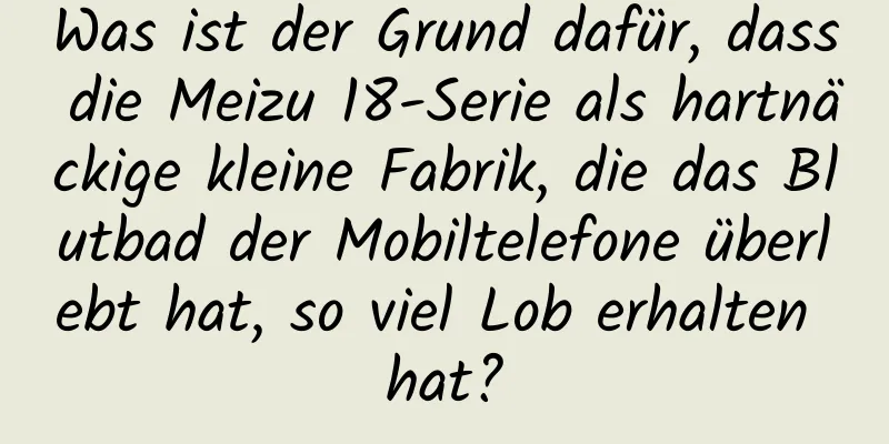 Was ist der Grund dafür, dass die Meizu 18-Serie als hartnäckige kleine Fabrik, die das Blutbad der Mobiltelefone überlebt hat, so viel Lob erhalten hat?