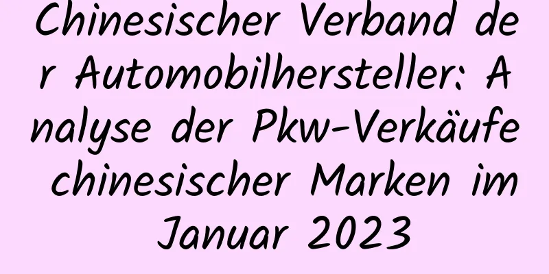 Chinesischer Verband der Automobilhersteller: Analyse der Pkw-Verkäufe chinesischer Marken im Januar 2023