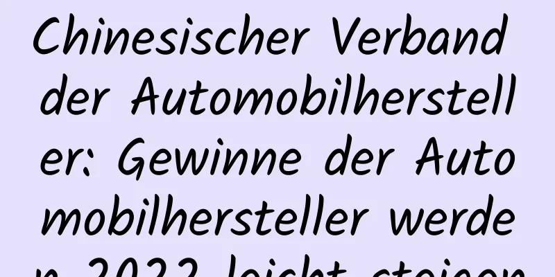 Chinesischer Verband der Automobilhersteller: Gewinne der Automobilhersteller werden 2022 leicht steigen