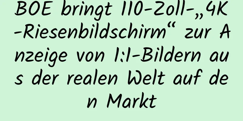 BOE bringt 110-Zoll-„4K-Riesenbildschirm“ zur Anzeige von 1:1-Bildern aus der realen Welt auf den Markt