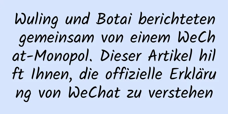 Wuling und Botai berichteten gemeinsam von einem WeChat-Monopol. Dieser Artikel hilft Ihnen, die offizielle Erklärung von WeChat zu verstehen