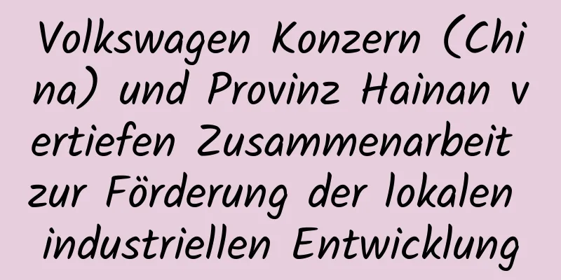 Volkswagen Konzern (China) und Provinz Hainan vertiefen Zusammenarbeit zur Förderung der lokalen industriellen Entwicklung