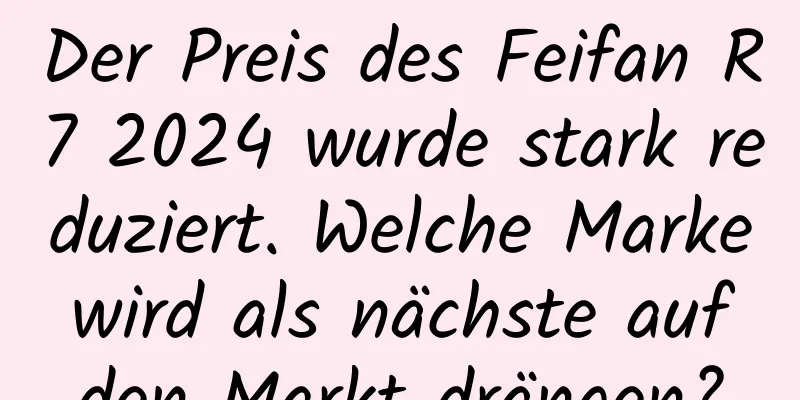 Der Preis des Feifan R7 2024 wurde stark reduziert. Welche Marke wird als nächste auf den Markt drängen?
