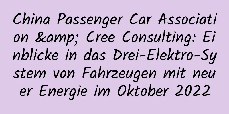 China Passenger Car Association & Cree Consulting: Einblicke in das Drei-Elektro-System von Fahrzeugen mit neuer Energie im Oktober 2022