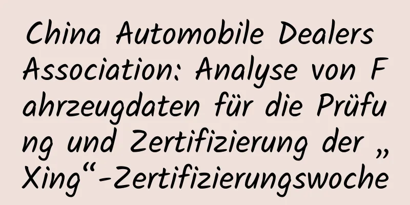 China Automobile Dealers Association: Analyse von Fahrzeugdaten für die Prüfung und Zertifizierung der „Xing“-Zertifizierungswoche