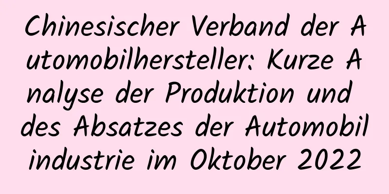 Chinesischer Verband der Automobilhersteller: Kurze Analyse der Produktion und des Absatzes der Automobilindustrie im Oktober 2022
