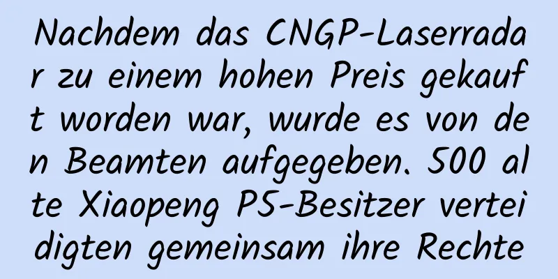 Nachdem das CNGP-Laserradar zu einem hohen Preis gekauft worden war, wurde es von den Beamten aufgegeben. 500 alte Xiaopeng P5-Besitzer verteidigten gemeinsam ihre Rechte