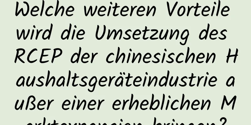 Welche weiteren Vorteile wird die Umsetzung des RCEP der chinesischen Haushaltsgeräteindustrie außer einer erheblichen Marktexpansion bringen?