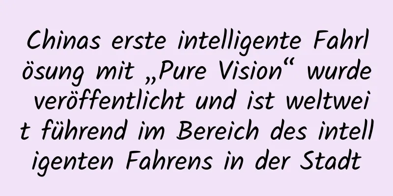 Chinas erste intelligente Fahrlösung mit „Pure Vision“ wurde veröffentlicht und ist weltweit führend im Bereich des intelligenten Fahrens in der Stadt