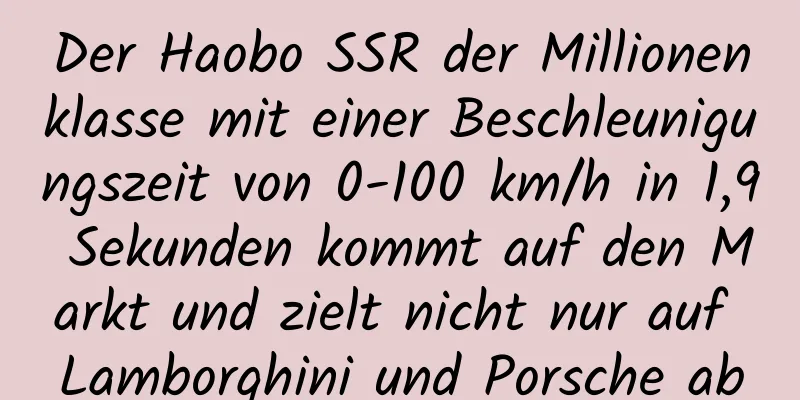 Der Haobo SSR der Millionenklasse mit einer Beschleunigungszeit von 0-100 km/h in 1,9 Sekunden kommt auf den Markt und zielt nicht nur auf Lamborghini und Porsche ab
