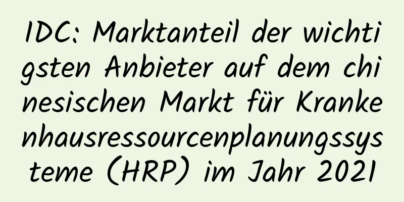 IDC: Marktanteil der wichtigsten Anbieter auf dem chinesischen Markt für Krankenhausressourcenplanungssysteme (HRP) im Jahr 2021