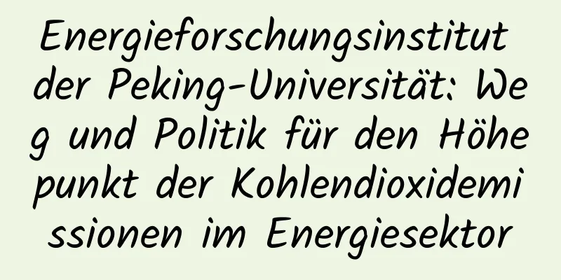 Energieforschungsinstitut der Peking-Universität: Weg und Politik für den Höhepunkt der Kohlendioxidemissionen im Energiesektor