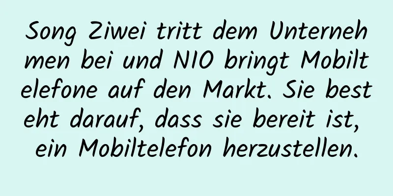Song Ziwei tritt dem Unternehmen bei und NIO bringt Mobiltelefone auf den Markt. Sie besteht darauf, dass sie bereit ist, ein Mobiltelefon herzustellen.