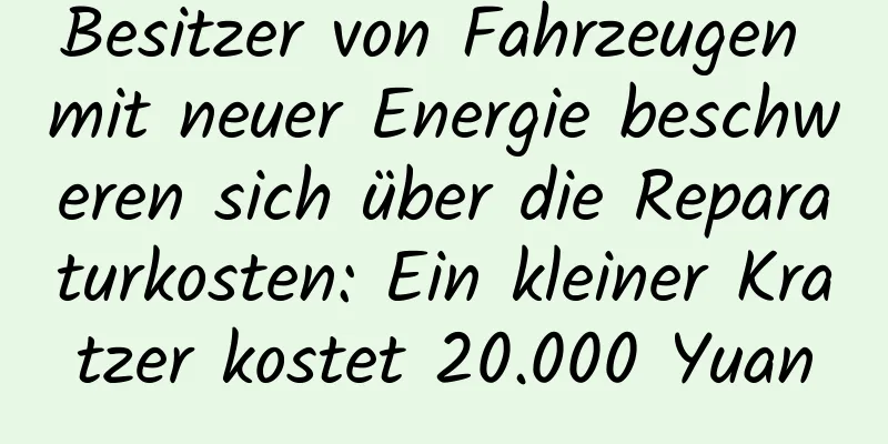 Besitzer von Fahrzeugen mit neuer Energie beschweren sich über die Reparaturkosten: Ein kleiner Kratzer kostet 20.000 Yuan