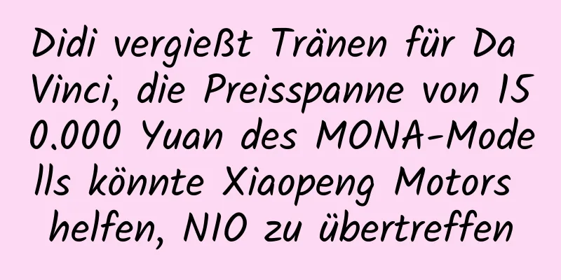 Didi vergießt Tränen für Da Vinci, die Preisspanne von 150.000 Yuan des MONA-Modells könnte Xiaopeng Motors helfen, NIO zu übertreffen