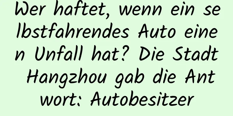 Wer haftet, wenn ein selbstfahrendes Auto einen Unfall hat? Die Stadt Hangzhou gab die Antwort: Autobesitzer