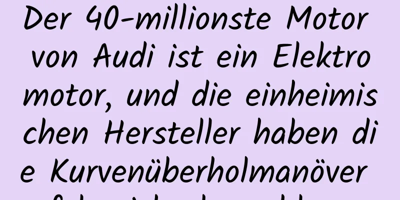 Der 40-millionste Motor von Audi ist ein Elektromotor, und die einheimischen Hersteller haben die Kurvenüberholmanöver erfolgreich abgeschlossen