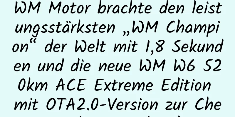 WM Motor brachte den leistungsstärksten „WM Champion“ der Welt mit 1,8 Sekunden und die neue WM W6 520km ACE Extreme Edition mit OTA2.0-Version zur Chengdu Auto Show!