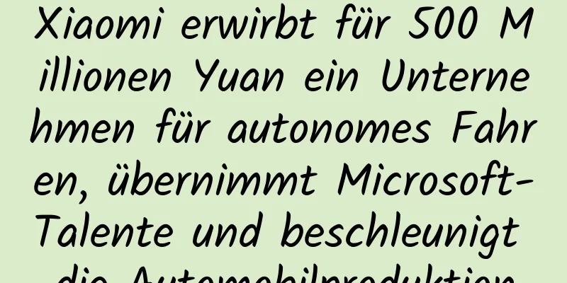 Xiaomi erwirbt für 500 Millionen Yuan ein Unternehmen für autonomes Fahren, übernimmt Microsoft-Talente und beschleunigt die Automobilproduktion