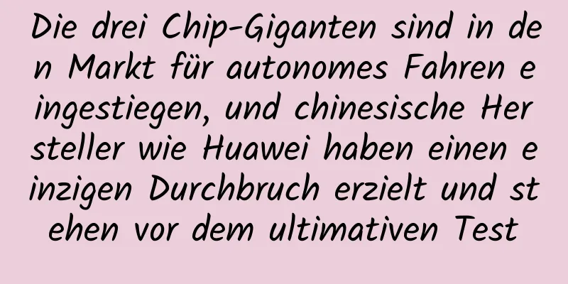 Die drei Chip-Giganten sind in den Markt für autonomes Fahren eingestiegen, und chinesische Hersteller wie Huawei haben einen einzigen Durchbruch erzielt und stehen vor dem ultimativen Test