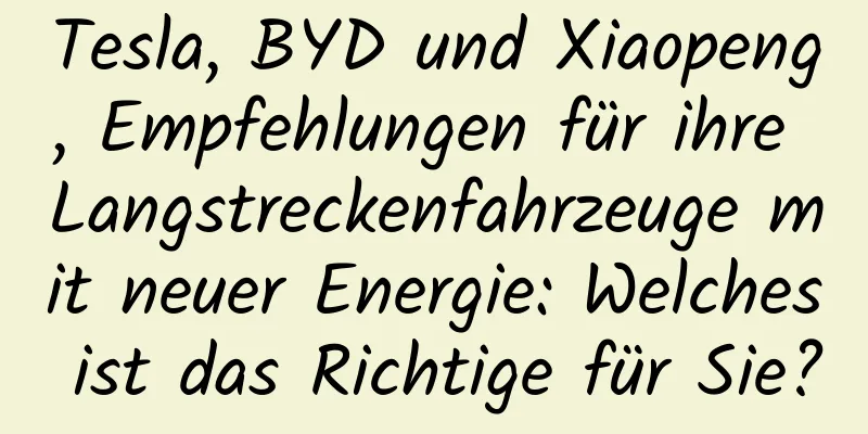 Tesla, BYD und Xiaopeng, Empfehlungen für ihre Langstreckenfahrzeuge mit neuer Energie: Welches ist das Richtige für Sie?