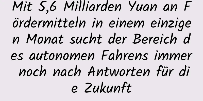 Mit 5,6 Milliarden Yuan an Fördermitteln in einem einzigen Monat sucht der Bereich des autonomen Fahrens immer noch nach Antworten für die Zukunft