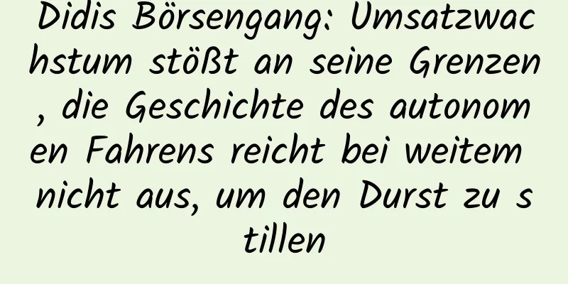 Didis Börsengang: Umsatzwachstum stößt an seine Grenzen, die Geschichte des autonomen Fahrens reicht bei weitem nicht aus, um den Durst zu stillen