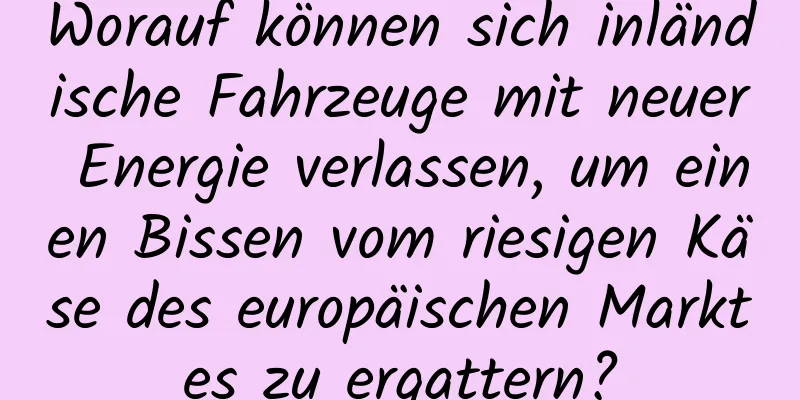 Worauf können sich inländische Fahrzeuge mit neuer Energie verlassen, um einen Bissen vom riesigen Käse des europäischen Marktes zu ergattern?