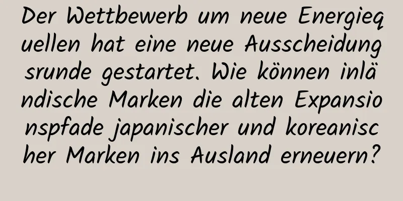 Der Wettbewerb um neue Energiequellen hat eine neue Ausscheidungsrunde gestartet. Wie können inländische Marken die alten Expansionspfade japanischer und koreanischer Marken ins Ausland erneuern?