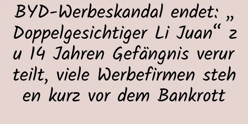 BYD-Werbeskandal endet: „Doppelgesichtiger Li Juan“ zu 14 Jahren Gefängnis verurteilt, viele Werbefirmen stehen kurz vor dem Bankrott