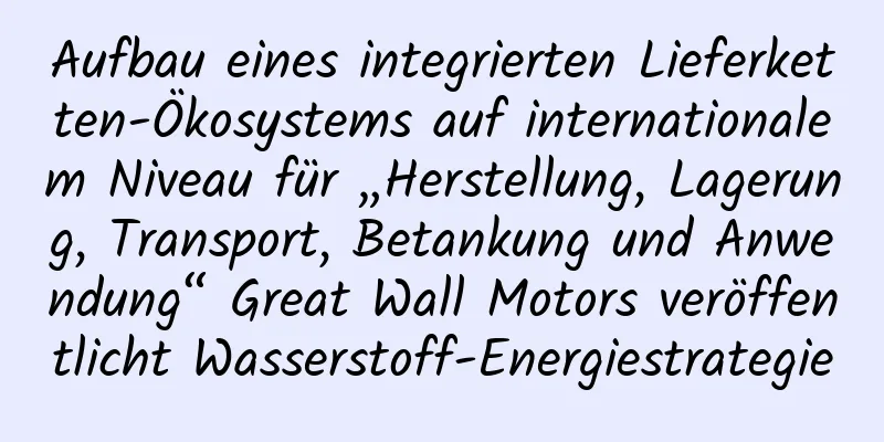 Aufbau eines integrierten Lieferketten-Ökosystems auf internationalem Niveau für „Herstellung, Lagerung, Transport, Betankung und Anwendung“ Great Wall Motors veröffentlicht Wasserstoff-Energiestrategie