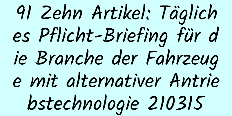 91 Zehn Artikel: Tägliches Pflicht-Briefing für die Branche der Fahrzeuge mit alternativer Antriebstechnologie 210315
