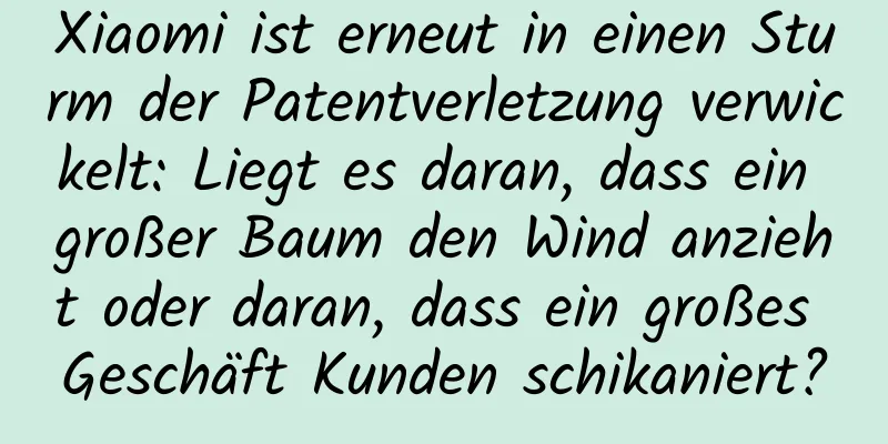 Xiaomi ist erneut in einen Sturm der Patentverletzung verwickelt: Liegt es daran, dass ein großer Baum den Wind anzieht oder daran, dass ein großes Geschäft Kunden schikaniert?