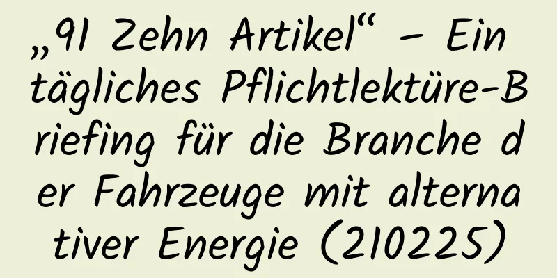 „91 Zehn Artikel“ – Ein tägliches Pflichtlektüre-Briefing für die Branche der Fahrzeuge mit alternativer Energie (210225)