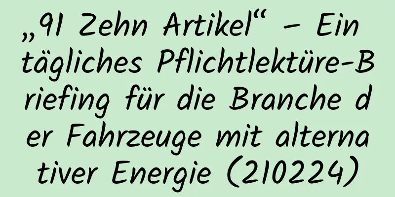 „91 Zehn Artikel“ – Ein tägliches Pflichtlektüre-Briefing für die Branche der Fahrzeuge mit alternativer Energie (210224)