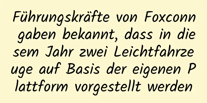 Führungskräfte von Foxconn gaben bekannt, dass in diesem Jahr zwei Leichtfahrzeuge auf Basis der eigenen Plattform vorgestellt werden