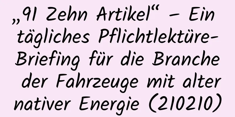 „91 Zehn Artikel“ – Ein tägliches Pflichtlektüre-Briefing für die Branche der Fahrzeuge mit alternativer Energie (210210)